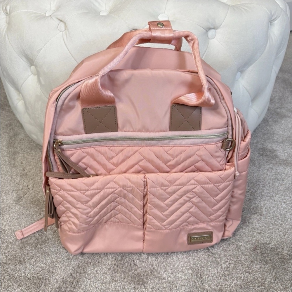 Skip Hop Diaper Bag Backpack Pink Gold Suite 6 in 1 Baby Travel Bag Set Zip NWT